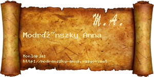 Modránszky Anna névjegykártya